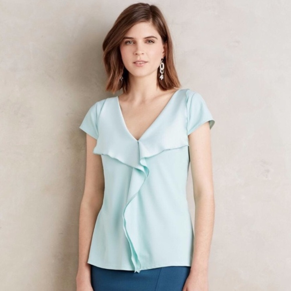 EUC! - Anthro | Meadow Rue Cascade Ruffle Top